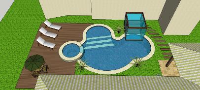 Sauna conjugada com a piscina